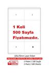 A1Etiket Tw-2208 500 A4 Lazer Etiket 105 x 70 mm Etiket  A4 Sayfada 8 Etiket